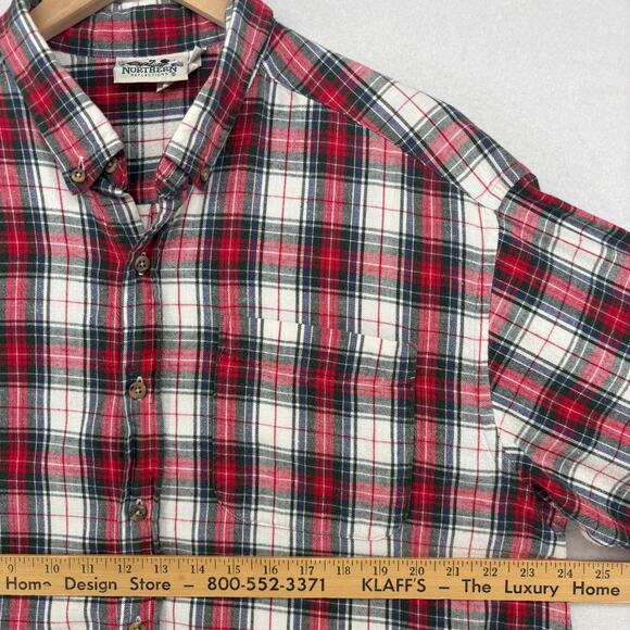 NORTHERN REFLECTIONS Shirt Mens XL Flannel Plaid Button Up Vintage Cotton Red - Picture 11 of 13